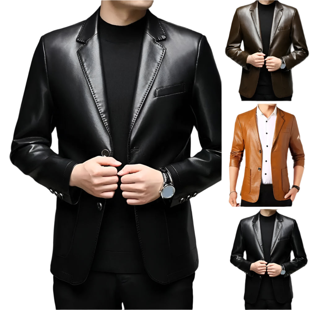 Lapel Collar Leather Jacket