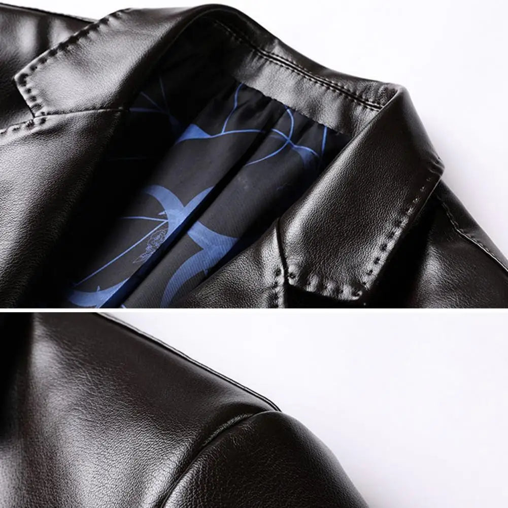 Lapel Collar Leather Jacket