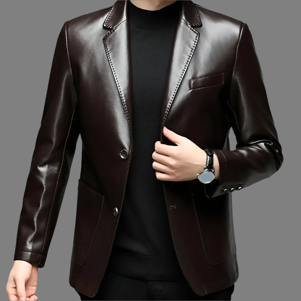 Lapel Collar Leather Jacket