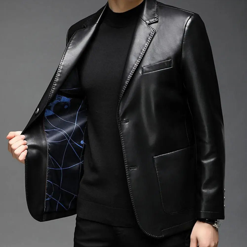 Lapel Collar Leather Jacket