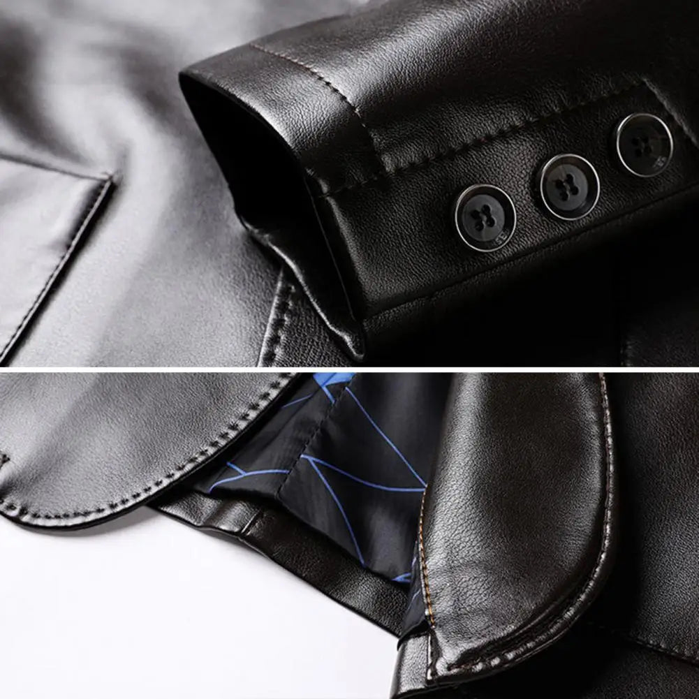 Lapel Collar Leather Jacket