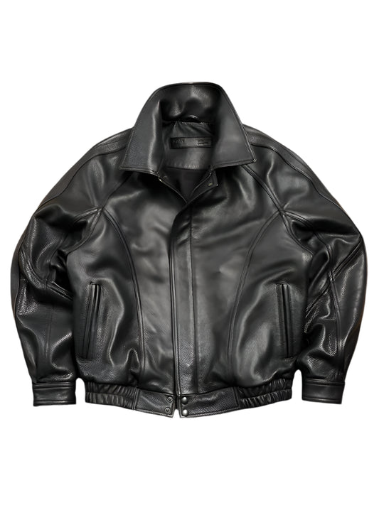 Spring Autumn  Black Hard Pu Leather Jacket