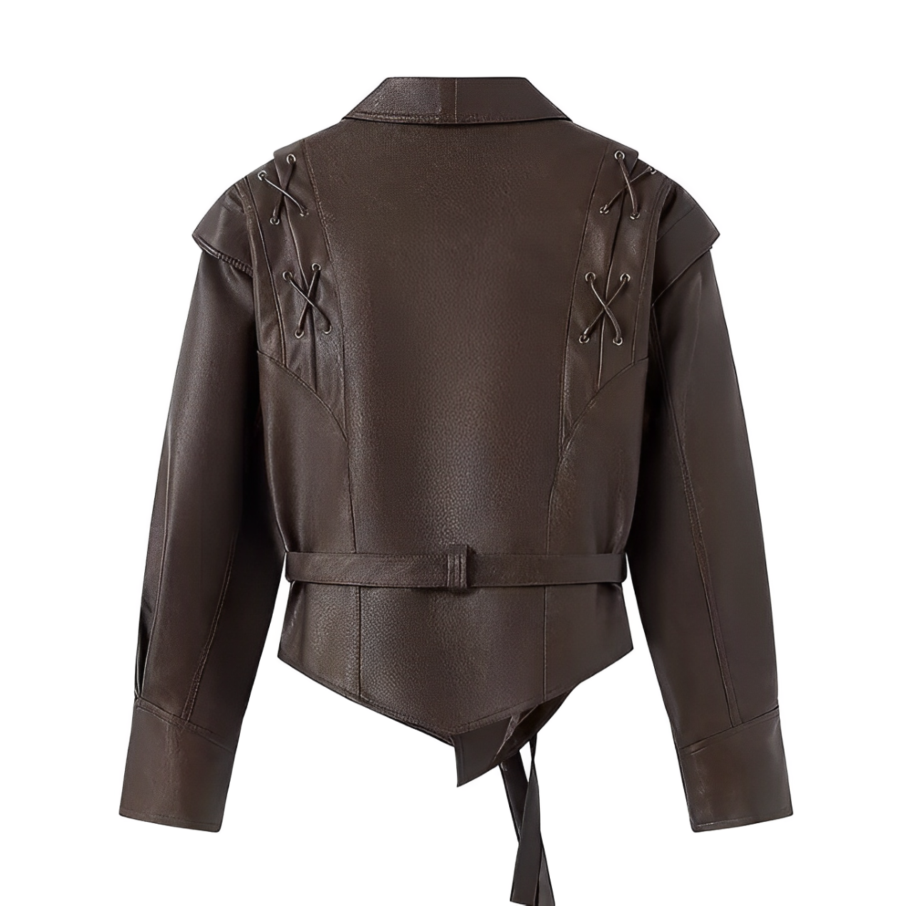 Faux Leather Belted Jacket