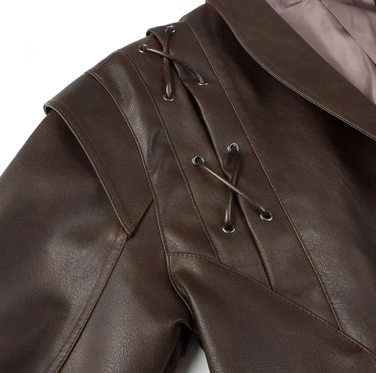 Faux Leather Belted Jacket